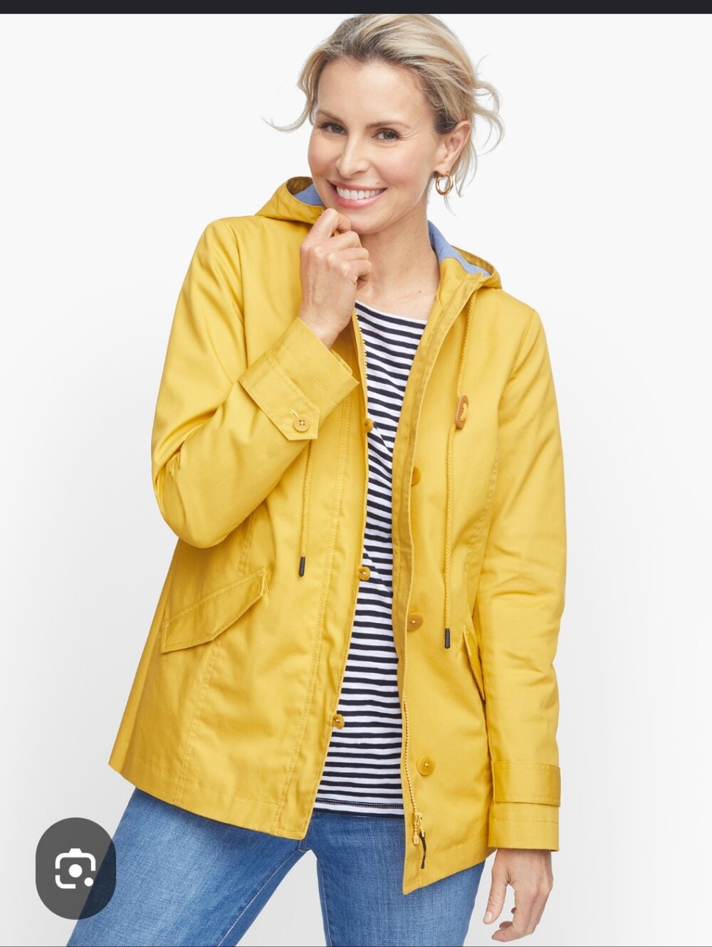 Talbots Yellow Hooded Trench Coat